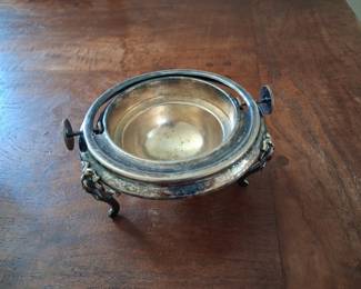 Victorian Silver Plated Revolving Butter Dish with Engraved Dome and Acanthus Leaf Feet