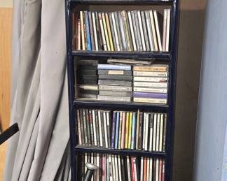 Vintage Industrial Steel Media Storage Tower with CD Collection