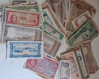 Collection of Mid-20th Century Southeast Asian and International Banknotes