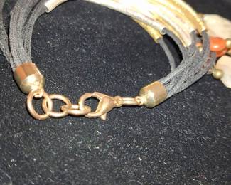 Multi-Strand Beaded Bracelet with Carnelian and Quartz