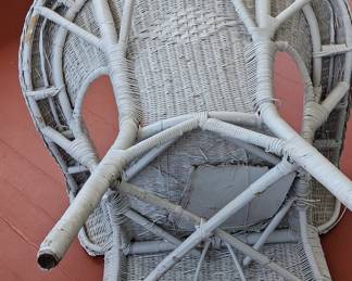 Vintage White Wicker Armchair