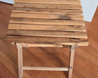 Vintage Wooden Folding Stool / Side Table