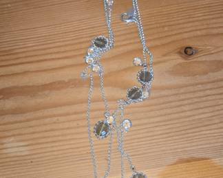 Station Necklace with Faceted Glass Beads and Small Orange Accents