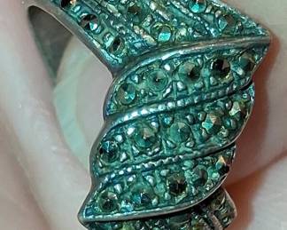 Vintage Sterling Silver Marcasite Swirl Ring