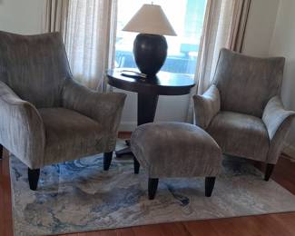 Victorian Flared Arms Velvet Club Chairs - Pair