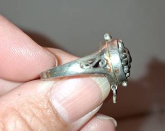 Vintage Sterling Silver Sun Face Poison Ring