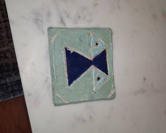 Mid-Century Modern Studio Pottery Tile with Fish Motif