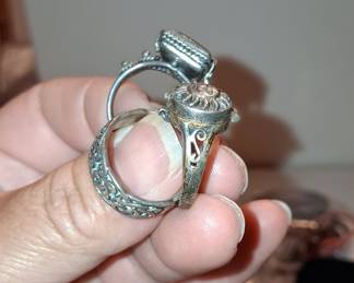 Vintage Sterling Silver Poison Rings with Compartments