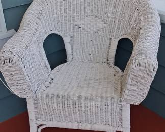 Vintage White Wicker Armchair
