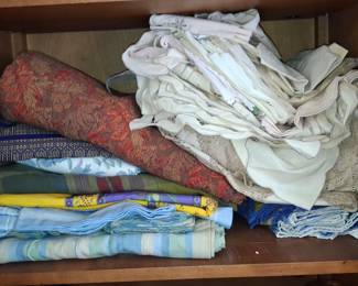 Vintage Fabric Remnants and Linens Assortment