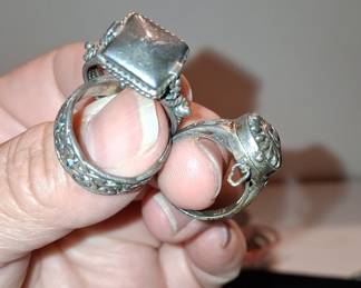 Vintage Sterling Silver Poison Rings with Compartments