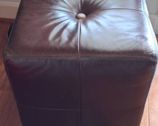 Koda Ltd Button-Tufted Leather Cube Ottoman