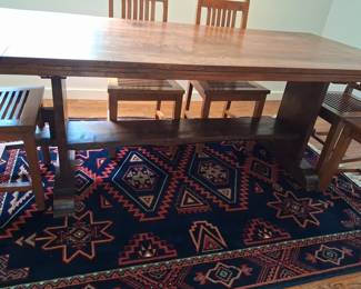 Mission Style Oak Dining Table and  8 Chairs Set table size 37" deep 79" wide 30" high