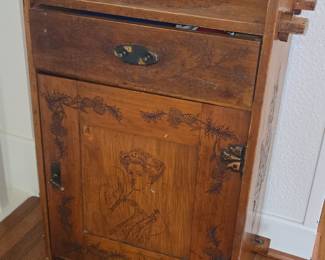 Pyrography Decorated Washstand 14"x20"x35"