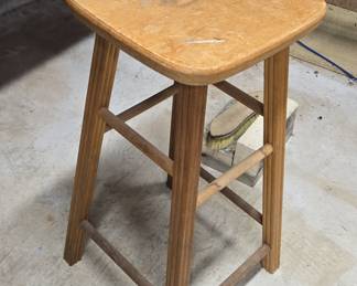 Vintage Fluted Leg Wooden Stool