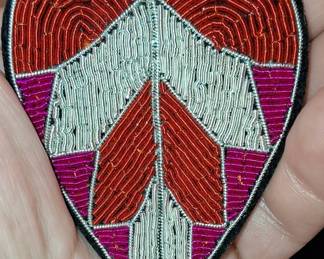 Beaded Heart Peace Sign Patch