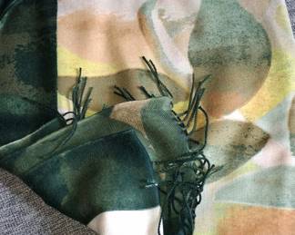 Botanical Print Wool Silk Scarf