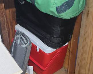 Assorted Utility and Storage Lot - Duffel Bag, Rolling Case, Cooler, and Mat Roll