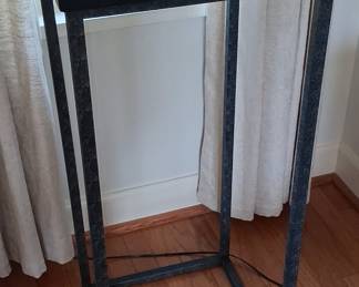 Modernist Metal Pedestal Plant Stand with Sunburst Fluted Mirrored Top 35" high 15" wide 15" deep