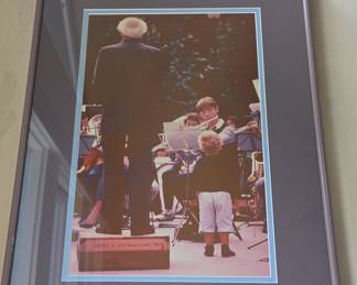 Framed Photograph of Conductor Leonard Bernstein with Child