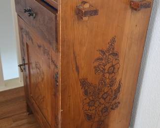 Pyrography Decorated Washstand 14"x20"x35"