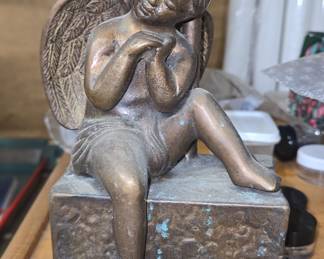 Vintage Figural Cherub Vanity Mirror