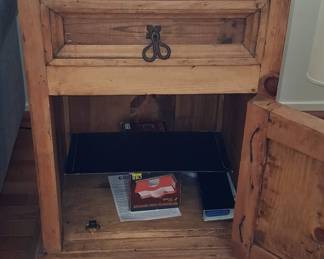 Rustic Mexican Pine Nightstand with Iron Pulls