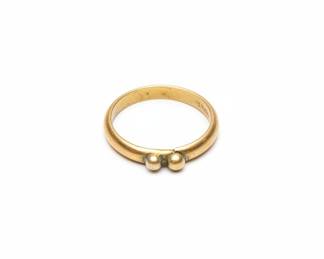 Mixed Metal Band Ring and Curved Barbell Body Jewelry Set