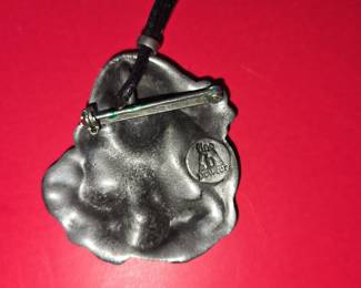Art Nouveau Style Pewter Maiden Pendant/Brooch