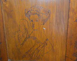 Pyrography Decorated Washstand 14"x20"x35"