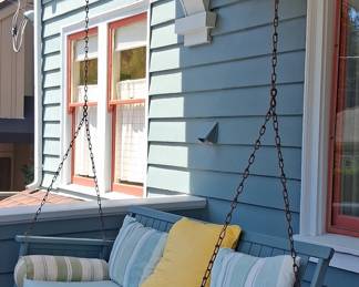 Traditional English Style Porch Swing with Custom Cushions