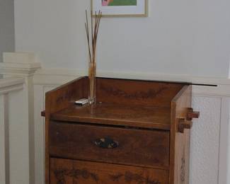 Victorian Aesthetic Movement Pyrography Washstand