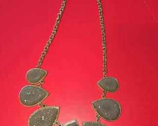 Druzy Teardrop Statement Necklace