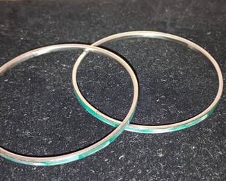 Sterling Silver and Malachite Inlaid Bangle Bracelets