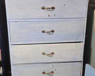 Blue Painted French Provincial Highboy Dresser
