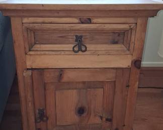 Rustic Mexican Pine Nightstand with Iron Pulls