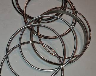 Vintage Mother of Pearl Inlay Bangle Bracelet Set