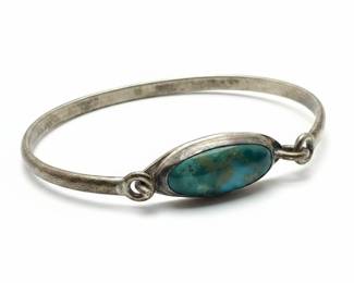Vintage Sterling Silver and Turquoise Bangle Bracelet