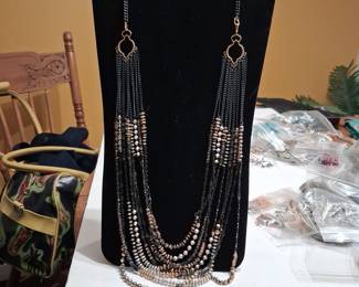 Multi-Strand Mixed Metal Chain and Bead Necklace