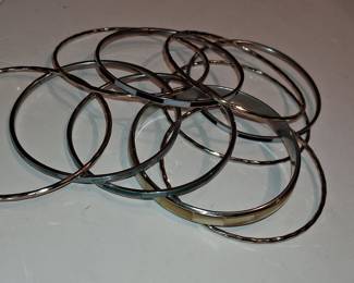 Vintage Mother of Pearl Inlay Bangle Bracelet Set
