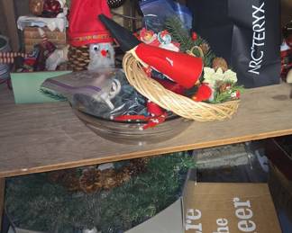 Assorted Holiday Decor and Storage Lot