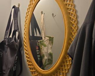 Franco Albini Style Oval Rattan Wall Mirror