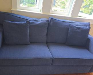 Contemporary Blue Textured Fabric Sofa