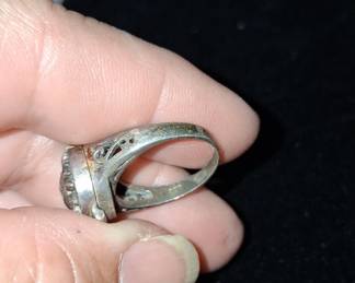 Vintage Sterling Silver Sun Face Poison Ring