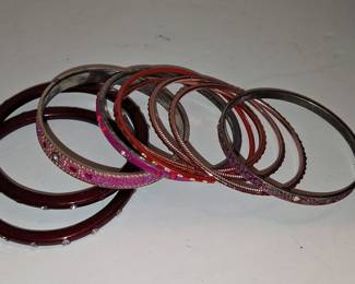 Lot of Indian Glass and Metal Bangle Bracelets