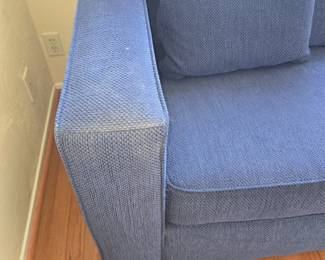 Contemporary Blue Textured Fabric Sofa