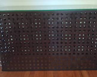Woven Metal and Glass Console Table 48" wide 16" deep 30" high