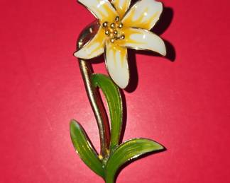 Vintage Enamel Lily Brooch