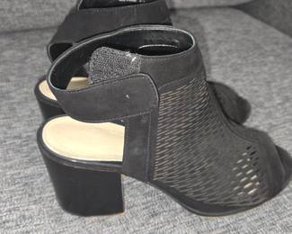 Vince Camuto Lavette Black Laser-Cut Peep-Toe Ankle Booties