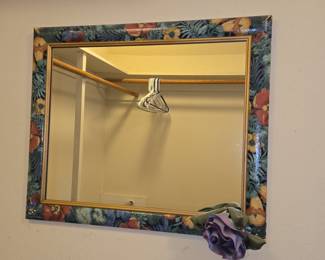 Decoupage Floral Wall Mirror with Gold Trim